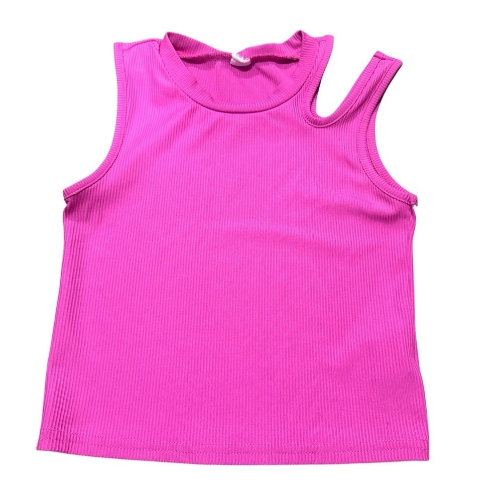 Unbranded Asymmetrical Cut out Crop Top Size Small Bright Pink